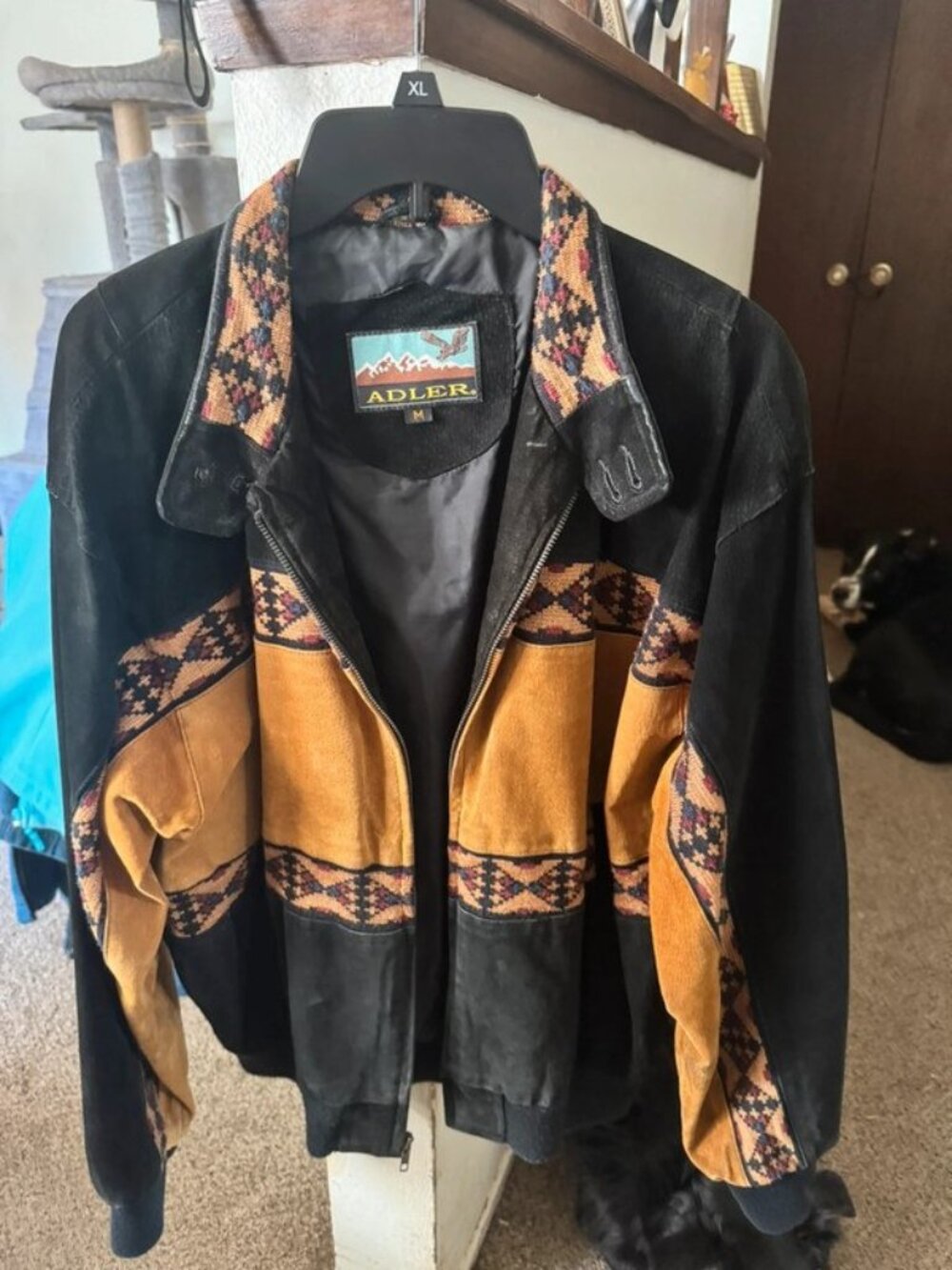 Vintage suede western jacket with pattern